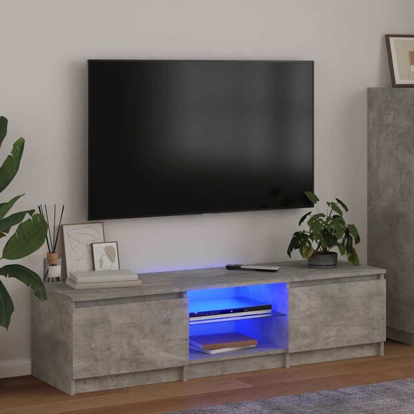 vidaXL tv-bord med LED-lys 140x40x36 cm betongr&aring;