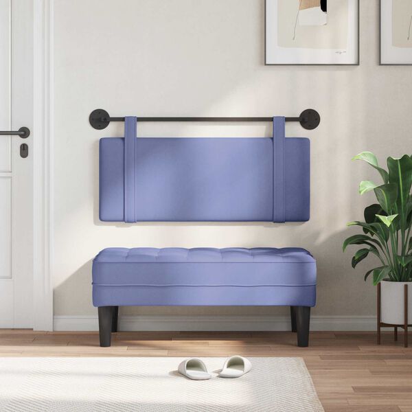 vidaXL H&aelig;ngende Hovedgavl V&aelig;gmonteret Jeans bl&aring; 110 x 55 x 5 cm Stof