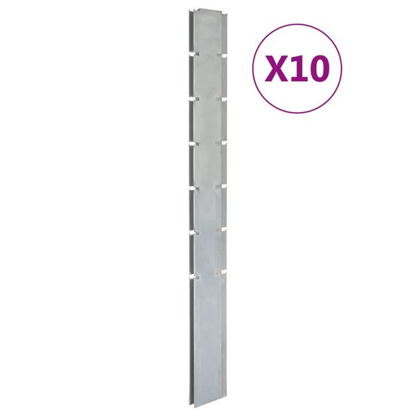 vidaXL stolpe til havehegn 10 stk. 180 cm galvaniseret st&aring;l s&oslash;lvfarvet