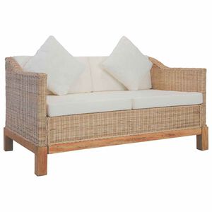 vidaXL 2-personers sofa med hynder naturlig rattan