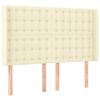 vidaXL sengegavl med kanter 147x16x118/128 cm kunstl&aelig;der cremefarvet