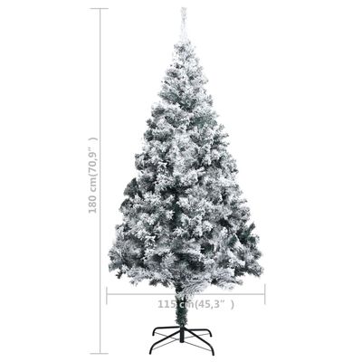 vidaXL kunstigt juletræ med lys og kuglesæt 180 cm PVC grøn