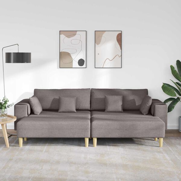 vidaXL Sofa med pude 3 pcs Gr&aring;brun Stof