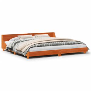 vidaXL sengeramme uden madras 200x200 cm massivt fyrretr&aelig; gyldenbrun