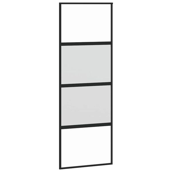 vidaXL skydedør 76x205 cm hærdet glas og aluminium sort