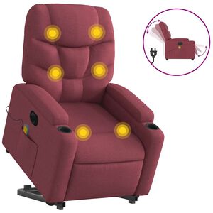 vidaXL elektrisk massagestol med l&oslash;ftefunktion stof vinr&oslash;d