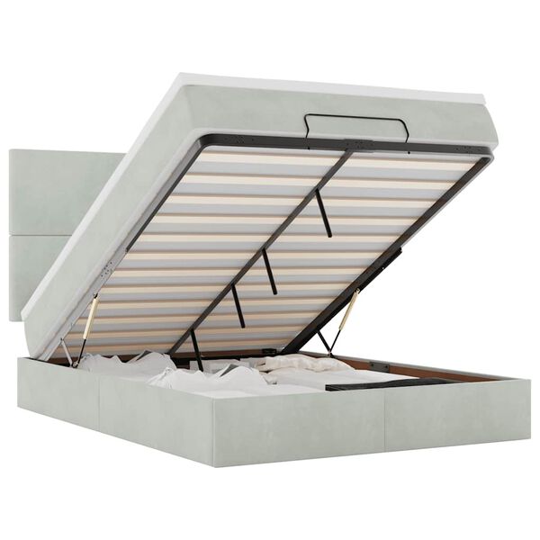 vidaXL osmannisk sengeramme med madrasser 140x190 cm fl&oslash;jl lysegr&aring;