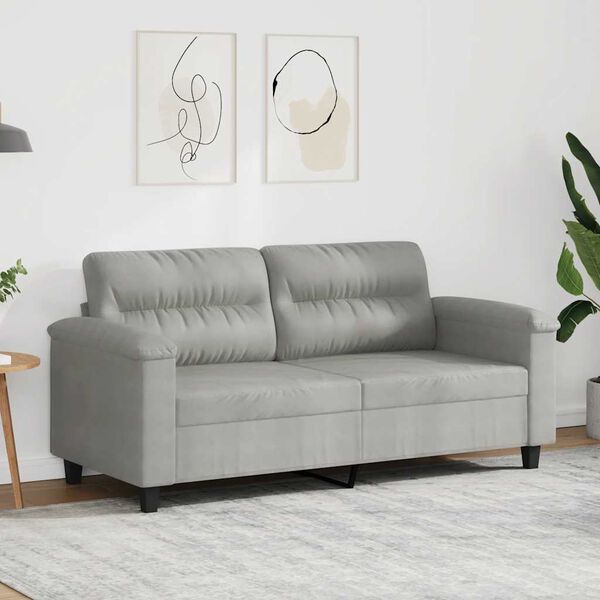 vidaXL 2-personers sofa 140 cm mikrofiberstof lysegr&aring;