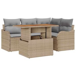vidaXL Havesofa S&aelig;t 5 stk. 4-Antal s&aelig;der Beige og lys gr&aring; polyrattan