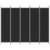 vidaXL 5-panels rumdeler 250x200 cm stof sort