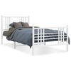 vidaXL sengeramme med sengegavl og fodg&aelig;rde 100x200 cm metal hvid