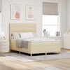 vidaXL LED Box Spring Bed med madras Creme 140 x 200 cm Stof