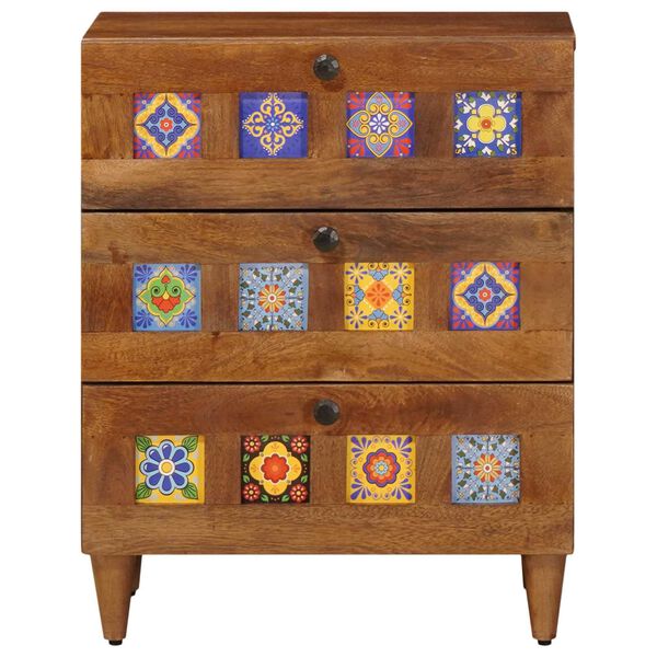 vidaXL Natskab med skuffe Brun 50 x 33 x 62 cm Massivt mangotr&aelig;