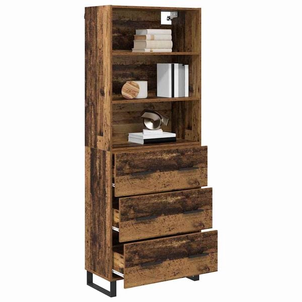 vidaXL Highboard Gammelt tr&aelig; 69,5 x 34 x 180 cm Konstrueret tr&aelig;
