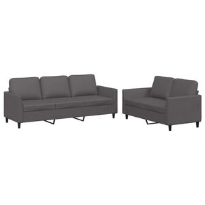 vidaXL sofas&aelig;t 2 dele med hynder kunstl&aelig;der gr&aring;