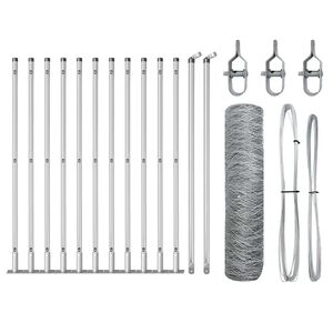 vidaXL Hexagonal hegn med betonbund 25 x 0,4 m Galvaniseret st&aring;l S&oslash;lv