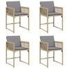 vidaXL havestole 4 stk. med hynder polyrattan blandet beige