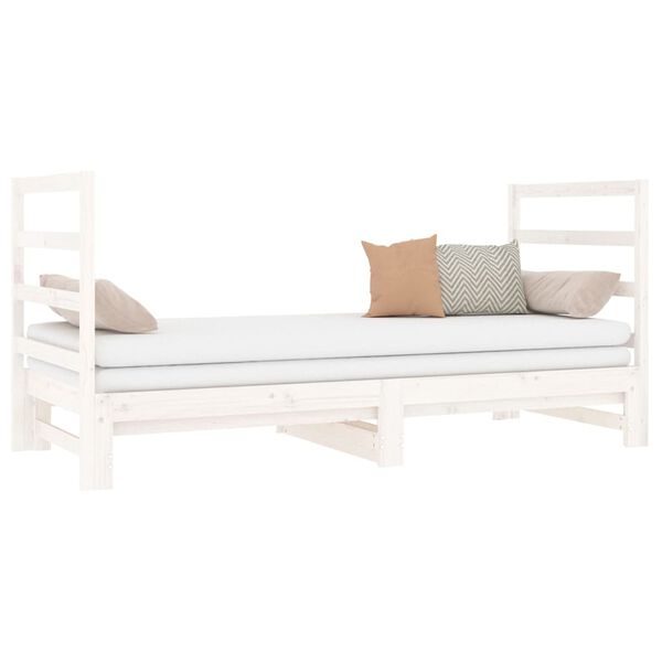 vidaXL daybed med udtr&aelig;k 2x(90x190) cm massivt fyrretr&aelig; hvid