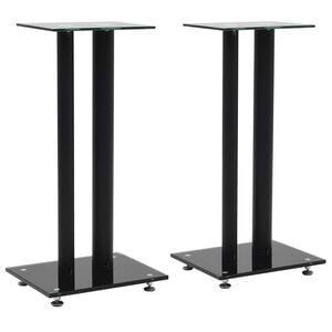 vidaXL h&oslash;jtalerstativer 2 stk. h&aelig;rdet glas 2 s&oslash;jledesigns sort