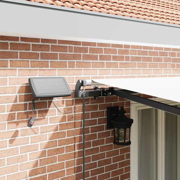 vidaXL Utr&aelig;kkelig Markise med LED -strimmellys Hvid 500 &times;350 cm Stof