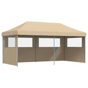 vidaXL foldbart pop-up festtelt med 3 sidev&aelig;gge beige