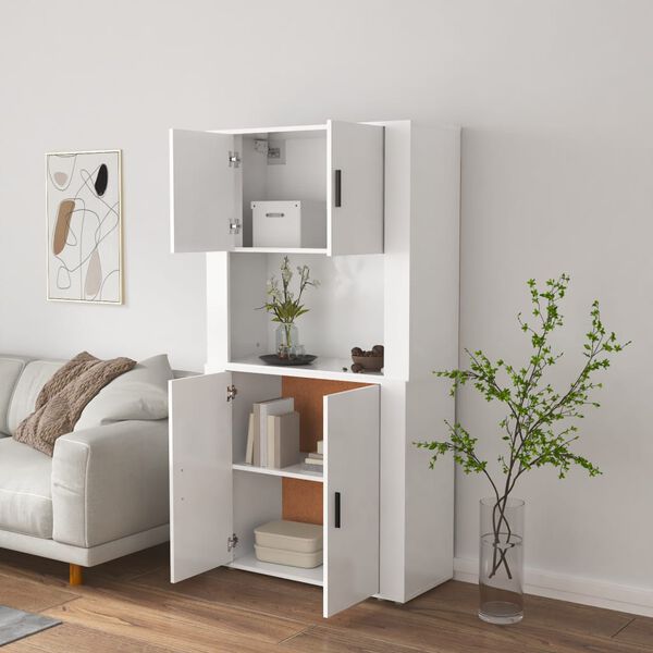 vidaXL h&oslash;jskab konstrueret tr&aelig; hvid h&oslash;jglans