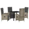 vidaXL Have Spisebordss&aelig;t med pude 5 pcs Gr&aring; polyrattan