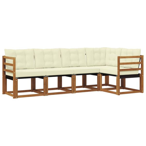 vidaXL Udend&oslash;rs sofagruppe med pude 5 pcs Naturlig og sort