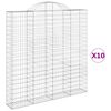 vidaXL buede gabionkurve 10 stk. 200x30x200/220 cm galvaniseret jern