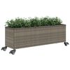 vidaXL plantekasse med hjul og 3 krukker 107x32x38 cm polyrattan gr&aring;