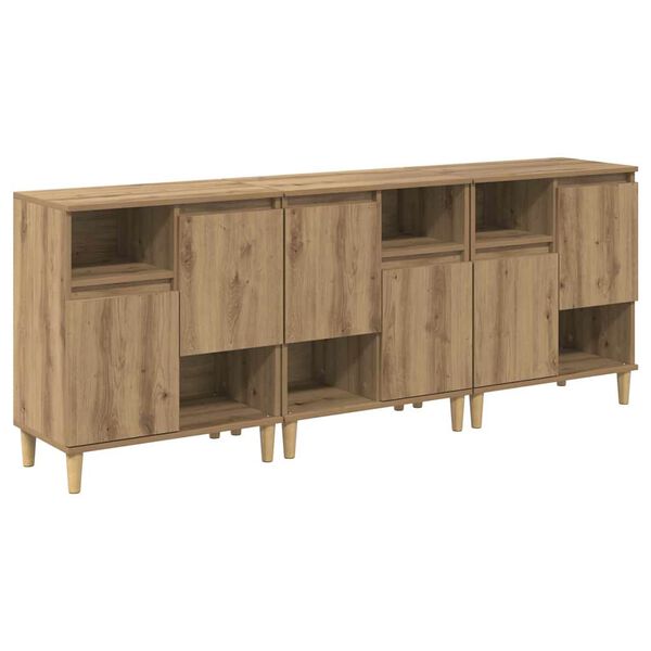 vidaXL Sideboards 3 pcs Artisan Egetr&aelig; 60 x 35 x 70 cm Konstrueret tr&aelig;