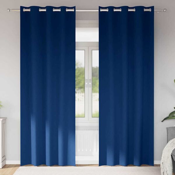 vidaXL M&oslash;rkl&aelig;gningsgardiner med ringe 2 pcs M&oslash;rk bl&aring; 225 x 140 cm