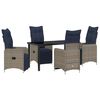 vidaXL Bord- og stol s&aelig;t med pude 5 pcs Gr&aring; PE Rattan