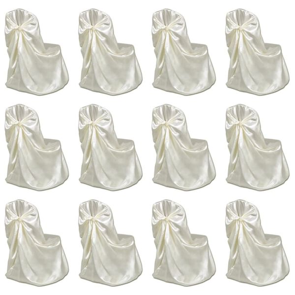 vidaXL stoleovertræk til bryllupsfest 12 stk. cremefarvet