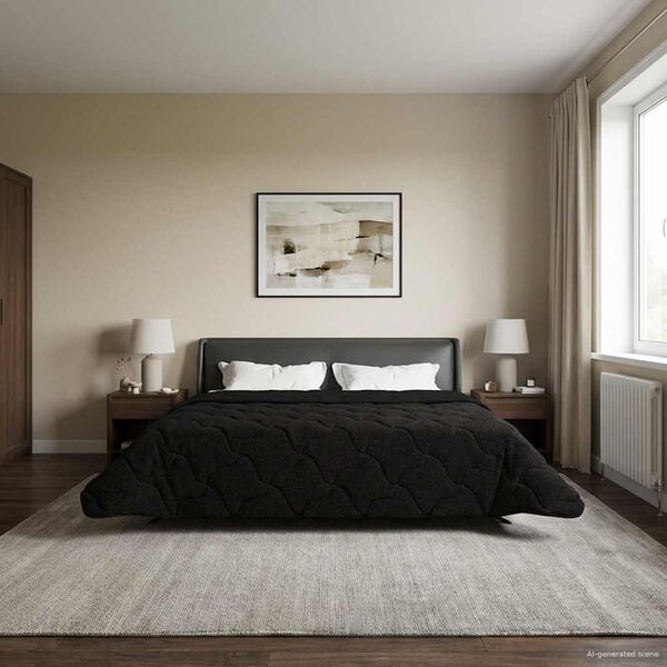 vidaXL Hel&aring;rs dyne Sort 200 x 220 cm Mikrofiber og Teddy fleece