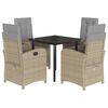 vidaXL spisebordss&aelig;t til haven 5 dele med hynder polyrattan beige