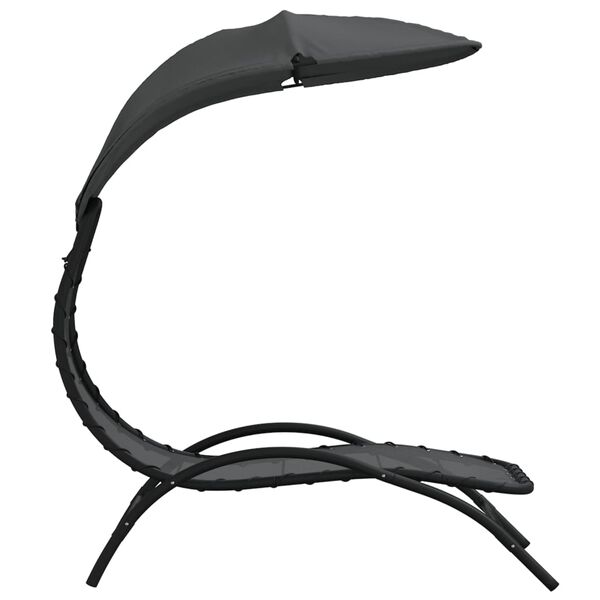 vidaXL liggestol med baldakin 167x80x195 cm stof og stål mørkegrå