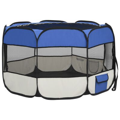 vidaXL foldbar hundegård med bæretaske 110x110x58 cm blå