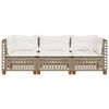 vidaXL 3-personers havesofa med hynder polyrattan beige
