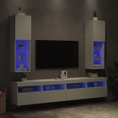 vidaXL tv-borde 2 stk. med LED-lys 30,5x30x102 cm hvid