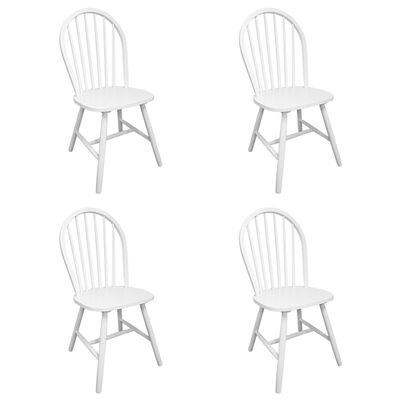 vidaXL spisebordsstole 4 stk. massivt gummitræ hvid
