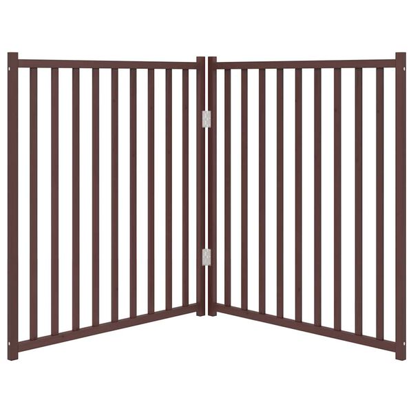 vidaXL hundel&aring;ge m. d&oslash;r 2 paneler 160 cm foldbar massivt gran brunt eg