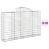vidaXL buede gabionkurve 20 stk. 200x30x120/140 cm galvaniseret jern