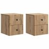 vidaXL V&aelig;gh&aelig;ngt Natbord med skuffe 2 pcs Artisan-eg 33 x 34,5 x 40 cm
