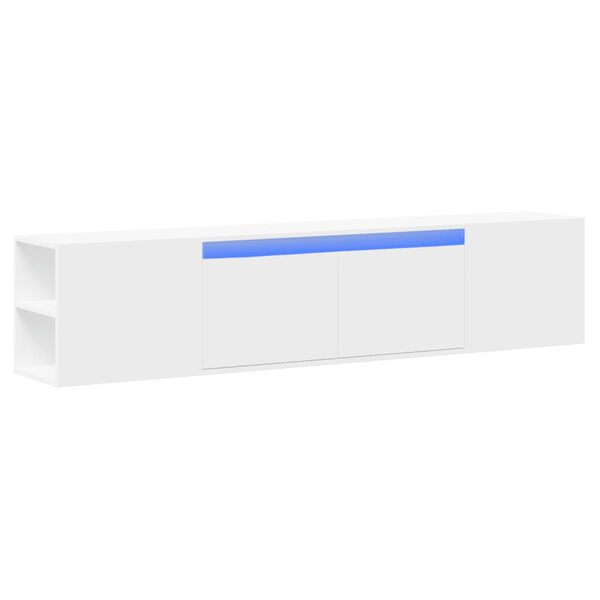 vidaXL væghængt tv-bord med LED-lys 180x31x39,5 cm hvid