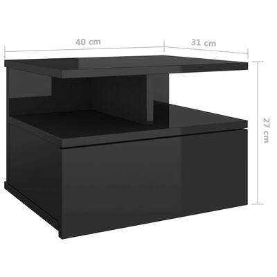 vidaXL svævende natborde 2 stk. 40x31x27 cm spånplade sort højglans
