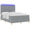 vidaXL LED Box Spring Bed med madras Lysegr&aring; 140 x 190 cm Stof