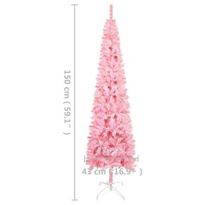 vidaXL smalt juletræ med lys 150 cm lyserød