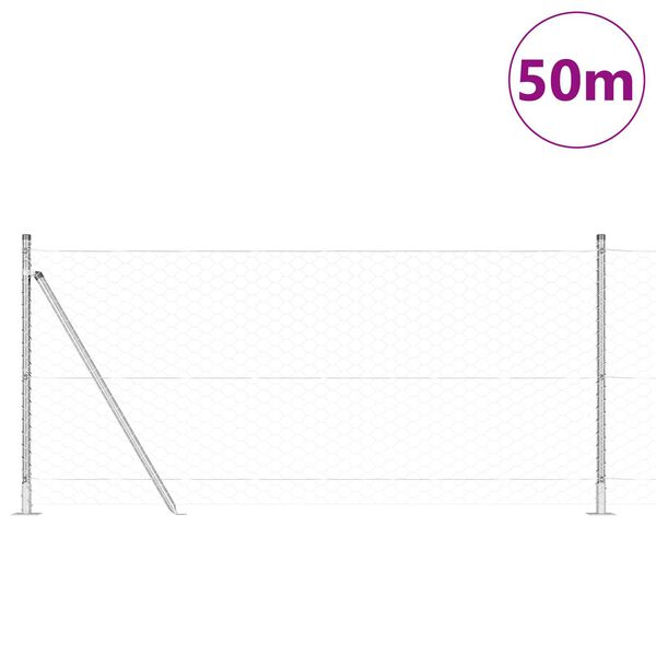 vidaXL Hegnsp&aelig;l S&oslash;lv 50 x 1 m (50 mm mesh) St&aring;l