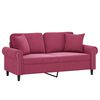 vidaXL 2-personers sofa med pyntepuder 140 cm velour vinrød